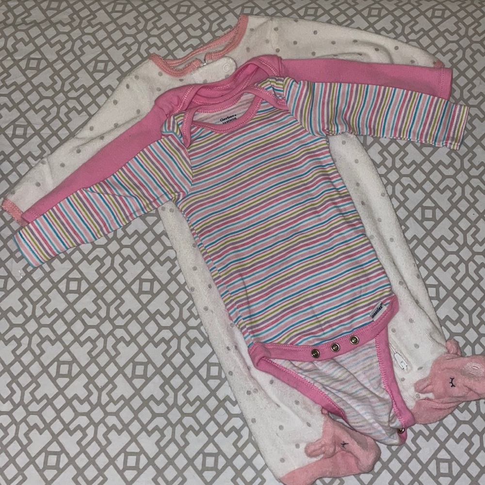 Pretty in Pinks Baby Girl Infant Comfy Bundle Sleeper PJ and Onesies, 3 Months